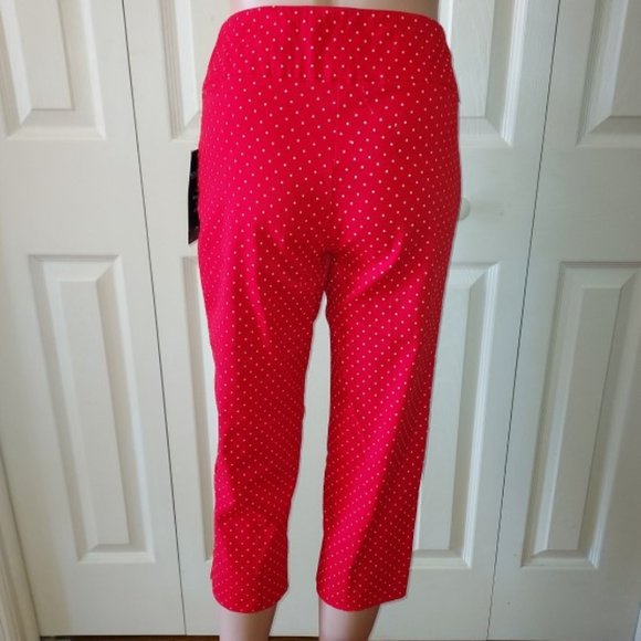 Zac & Rachel The Ultimate Fit Pull On Red/White Polka Dot Crop Pants Size 6 NWT - Picture 3 of 7